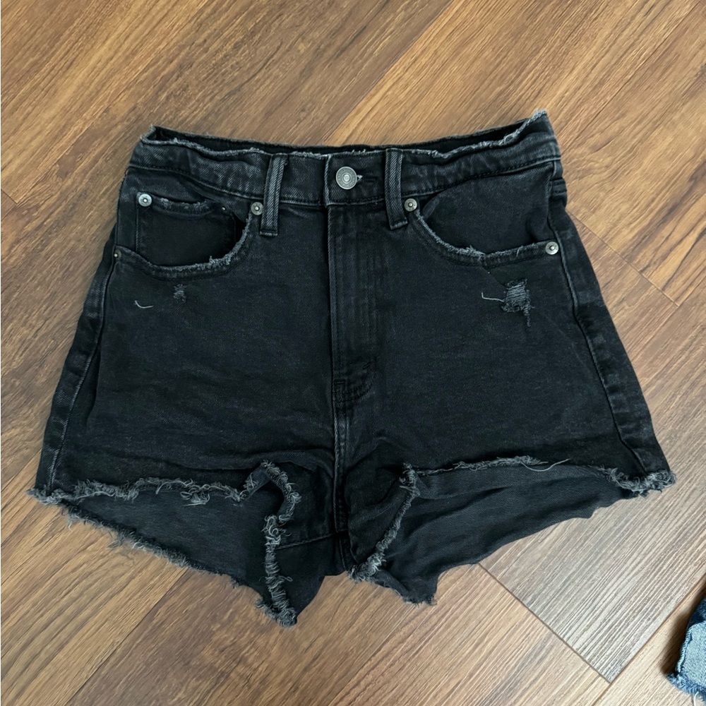 Abercrombie black denim shorts